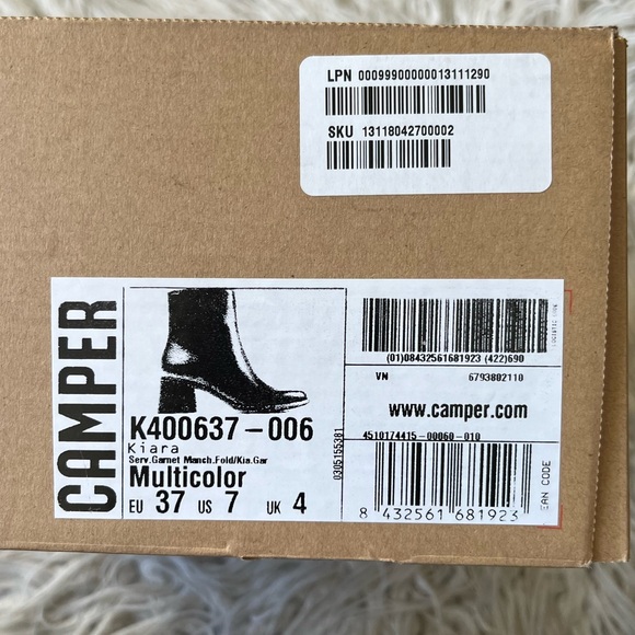 Camper Kiara Orange Brown Paint Splatter Leather Heeled Ankle Boots EUC Size 37 - Picture 12 of 13